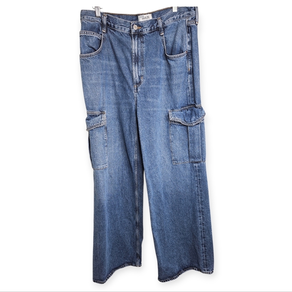 AGOLDE Minka Cargo Wide Leg Jeans, Size 32, Medium Wash, EUC - Picture 6 of 8